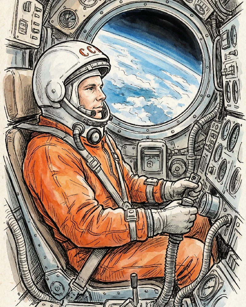 Yuri Gagarin mengorbit Bumi